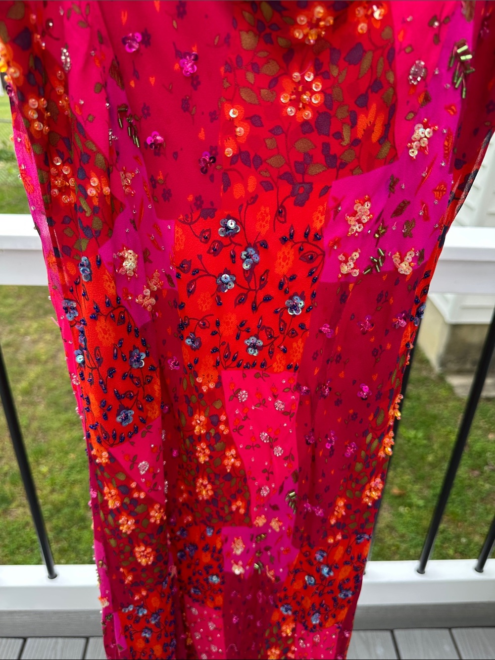 Lillie Rubin Hot Pink & Red Sequin Maxi Slip Dress vintage - Picture 9 of 12